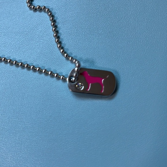 PINK Dog Tag Necklace Victoria's Secret Bling Hard to Find RARE - Picture 8 of 9
